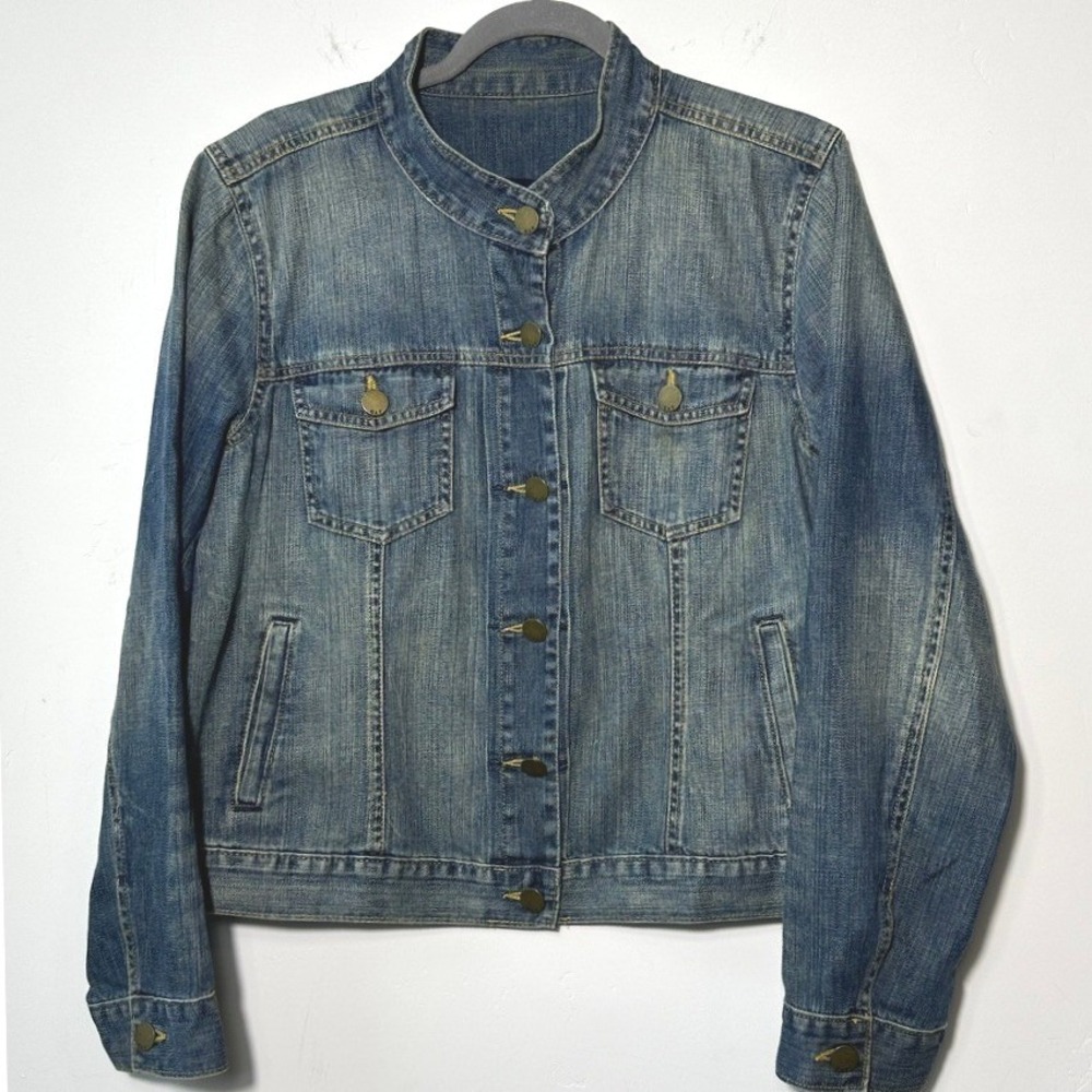 Gap Factory Womens Blue Denim Trucker Jacket XL Medium Wash Americana Layering‎